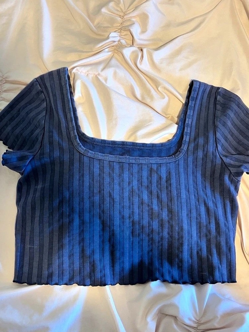OFFLINE by Aerie OG Ribbed Square Neck Crop Tee Blue XL